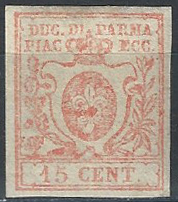 1857-59 Parma Borbon lily15c. vermilion MNH Sassone n. 9