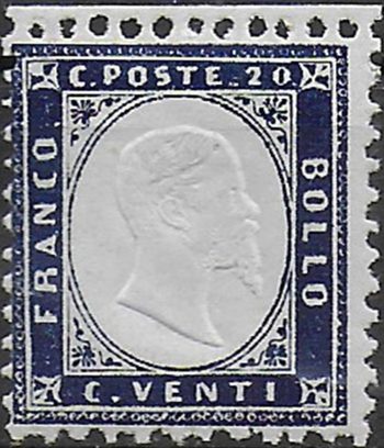 1862 Italia VE II 20c. indaco mc MNH Sassone n. 2