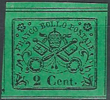 1867 Stato Pontificio 2c. verde giallo bfa MNH Sassone n. 13