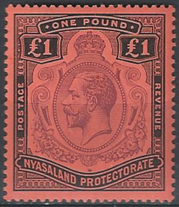 1913-21 Nyasaland Giorgio V £1 purple and black-red MNH SG. n. 98