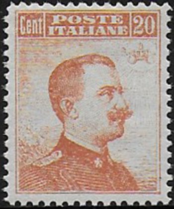 1916 Italia VE III 20c. arancio senza filigrana bc MNH Sassone n.107