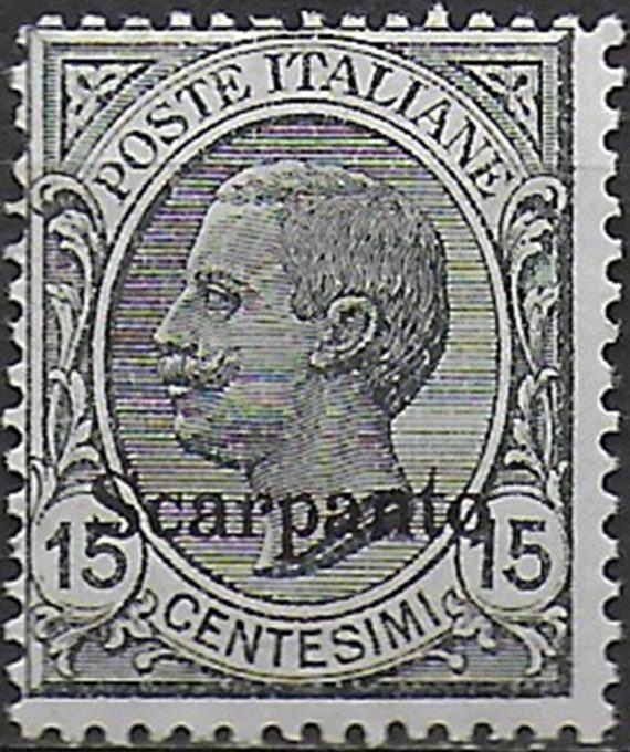 1921-22 Egeo Scarpanto 15c. grigio mc MNH Sassone n. 10