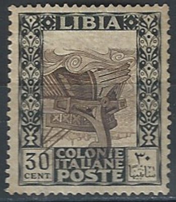 1921 Libia Pittorica 30c. nero e bruno MNH Sass. 27ca