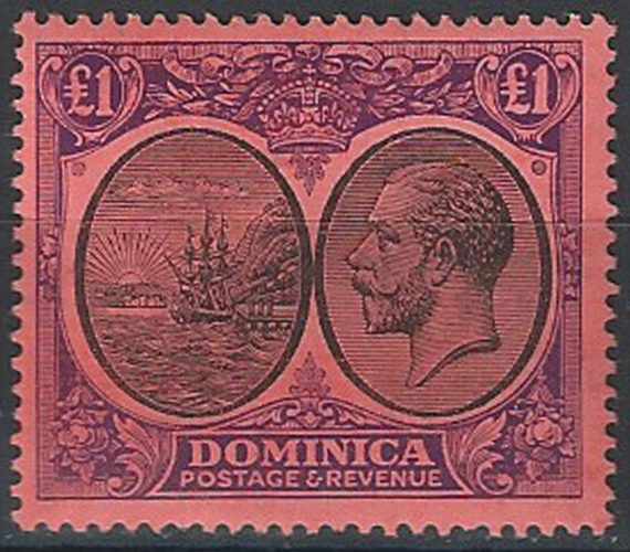 1926 Dominica £1 black-purple red MNH SG n. 91