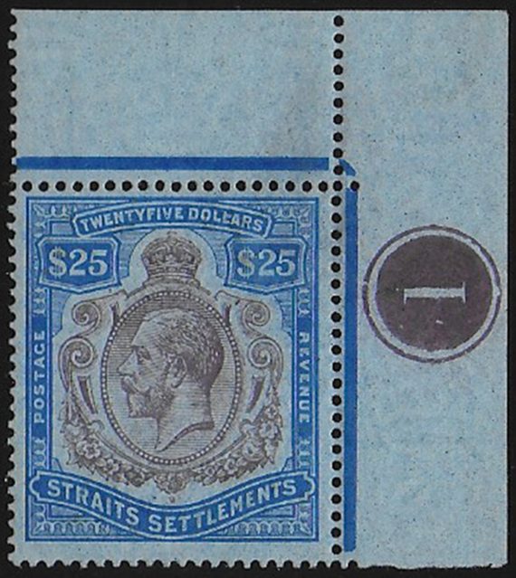 1923 Malaysia Straits Settlements $25 MNH SG n. 240ba