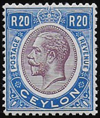 1927 Ceylon Giorgio V 20r dull purple and blue MNH SG n. 367