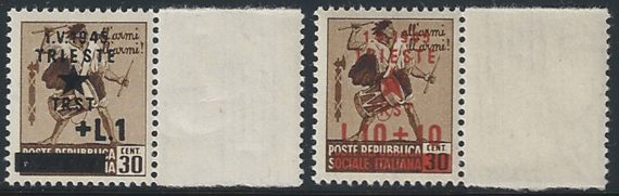 1945 Trieste occ. jugoslava 2v. bf MNH Sass n. 12/13