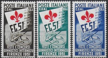 1951 Italia Concorsi Ginnici MNH Sassone n. 661/63