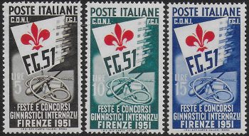 1951 Italia Concorsi Ginnici MNH Sassone n. 661/63