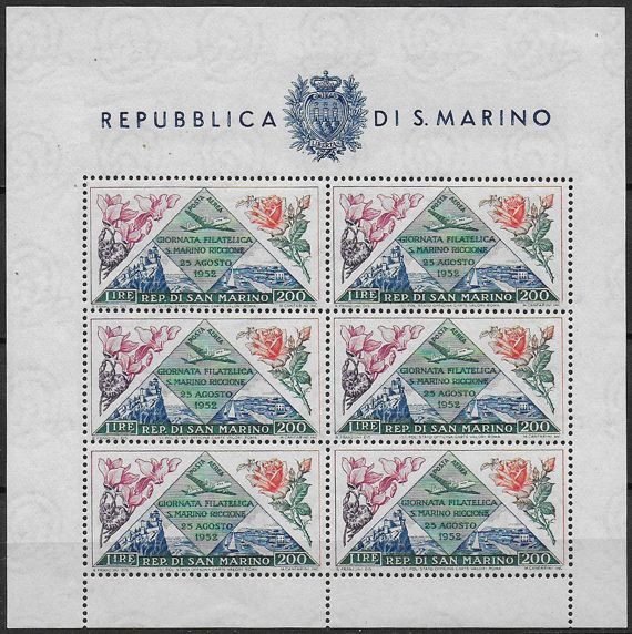 1952 San Marino Lire 200 Fiori MS MNH Sassone n. 14