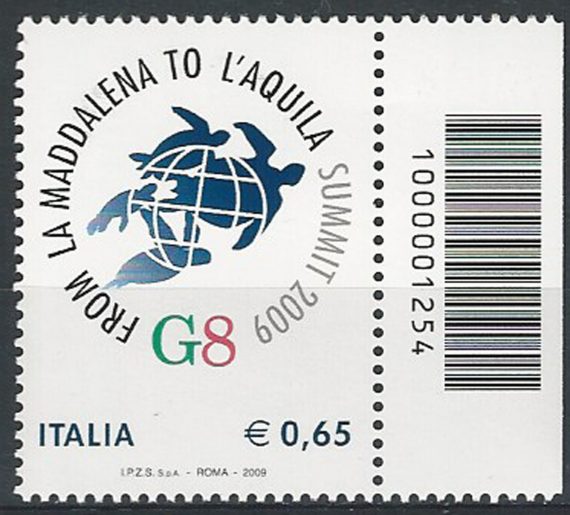 2009 Italia vertice G8 all'Aquila codice a barre MNH Unif. 3158cb
