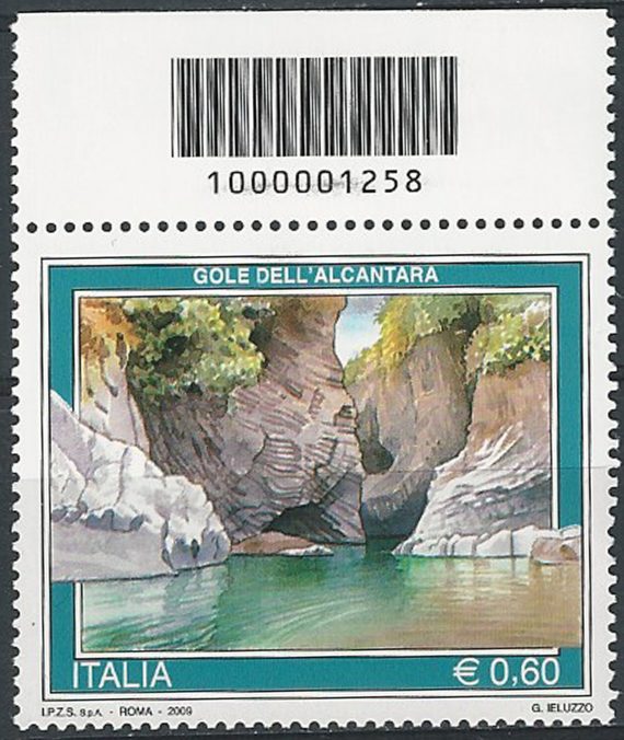 2009 Italia Gole dell'Alcantara codice a barre MNH Unif. 3162cb