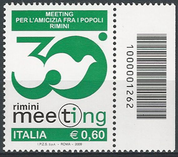 2009 Italia "amicizia tra i popoli" codice a barre MNH Unif. 3166cb