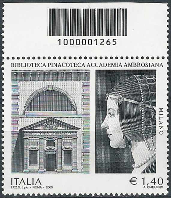 2009 Italia Pinacoteca Ambrosiana codice a barre MNH Unif. 3169cb