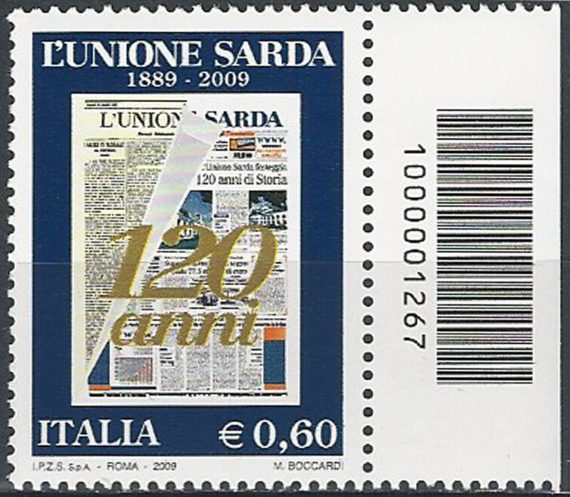 2009 Italia Unione Sarda codice a barre MNH Unif. 3173cb