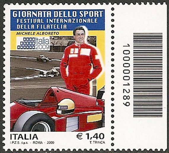 2009 Italia Michele Alboreto codice a barre MNH Unif. 3181cb