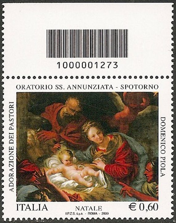 2009 Italia Natale Religioso codice a barre MNH Unif. 3186cb