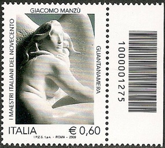 2009 Italia Giacomo Manzù codice a barre MNH Unif. 3196cb