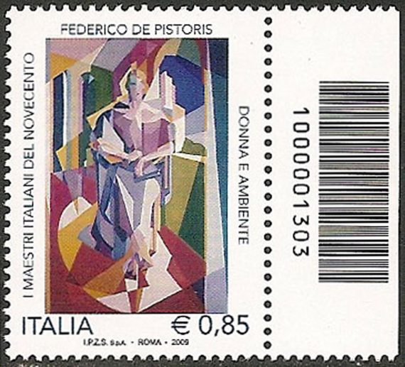 2009 Italia Federico De Pistoris codice a barre MNH Unif. 3198cb
