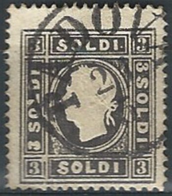 1859 Lombardo Veneto 3 soldi nero grigio cancelled Sassone n. 29a