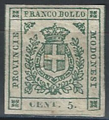 1859 Modena 5c. verde MH Sassone n. 12