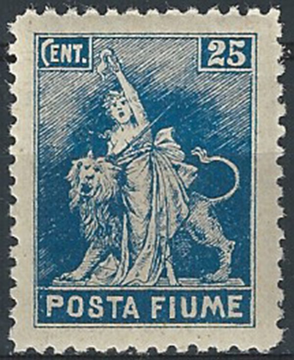 1919 Fiume 25c. azzurro not issued MNH Sassone n. 57