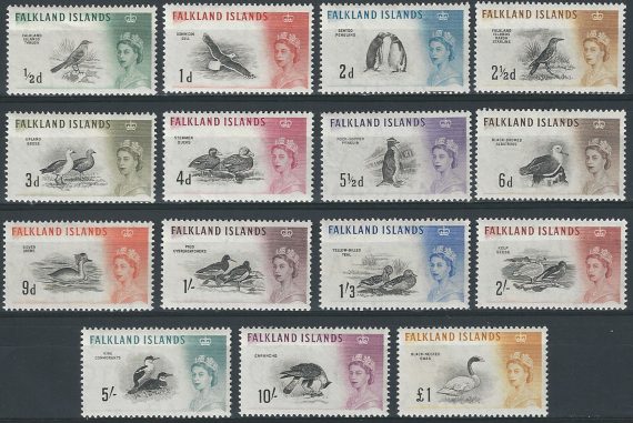 1960-66 Falkland Islands Elizabeth II 15v. MNH SG n. 193/207