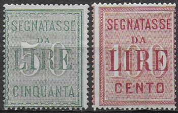 1884 Italia segnatasse cifre bianche mc MNH Sassone n. 15/16