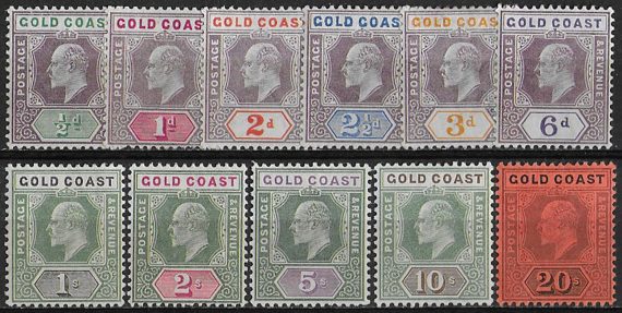 1902 Gold Coast Edoardo VII 11v. MH SG n. 38/48