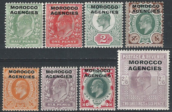 1907 Morocco Agencies british currency 8v. MH SG n. 31/38