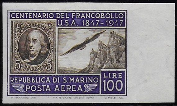 1947 San Marino L. 100 nd MNH Sass. n. A 75b