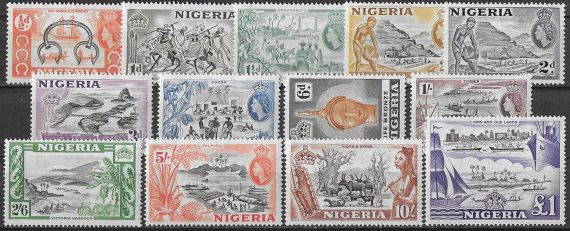 1953-58 Nigeria Elisabetta II 13v. MNH SG n. 69/80
