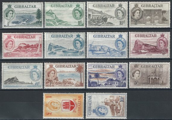 1953-59 Gibilterra Elisabetta II 14v. MNH SG n. 145/58