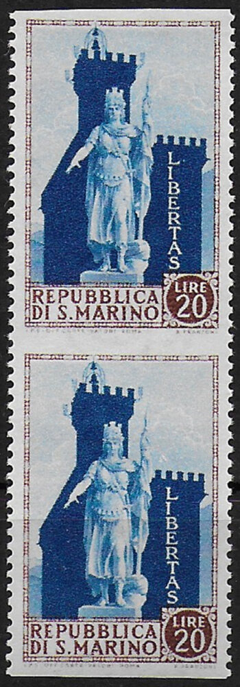 1954 San Marino Statue of Liberty pair np MNH Sassone n. 420c