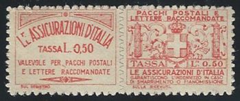 1926-30 Italia Insurrance stamp 50c. red MNH Sassone n. 3