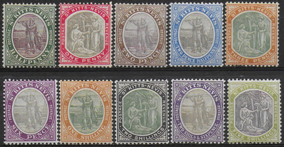 1903 St Kitts-Nevis Edoardo VII 10v. MH SG. n 1/10