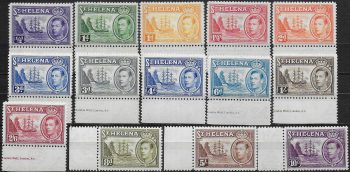 1938-44 St Helena Giorgio VI 14v. bf MNH SG n. 131/40