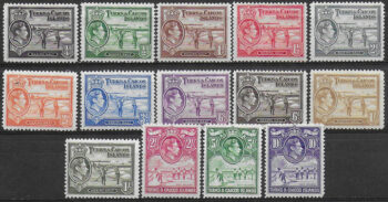 1938-45 Turks and Caicos Giorgio VI 14v. MNH SG n. 194/205