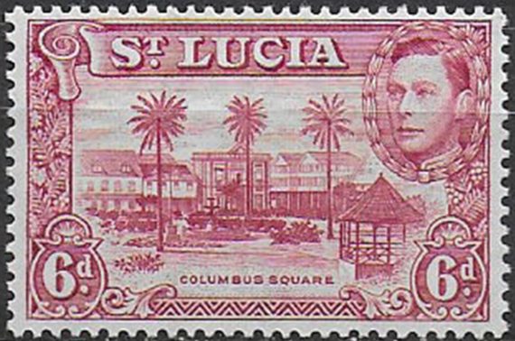 1938 St Lucia Giorgio VI 6d. claret MNH SG n. 134