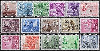 1950-52 North Borneo Giorgio VI 16v. MNH SG n. 356/70