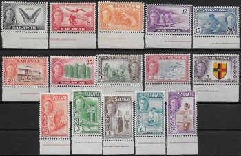 1950 Sarawak George VI 15v. MNH SG n. 171/85