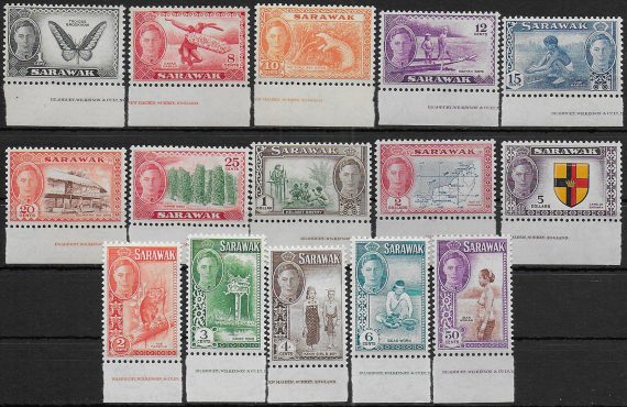 1950 Sarawak George VI 15v. MNH SG n. 171/85