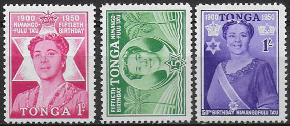 1950 Tonga Queen Salote 3v. MNH SG n. 92/94