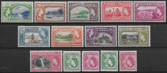 1953-59 Trinidad and Tobago Elisabetta II 14v. MNH SG n. 267/78+a