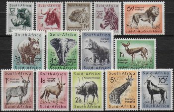 1954 South Africa wild animals 14v. MNH SG n. 151/64