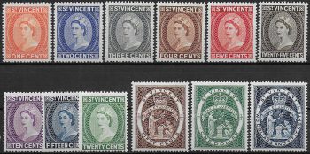1955-63 St Vincent Elisabetta II 12v. MNH SG n. 189/200