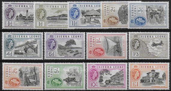 1956-61 Sierra Leone Elizabeth II 13v. MNH SG n. 210/22