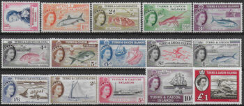 1957-60 Turks and Caicos Islands 15v. MNH SG n. 237/50+253
