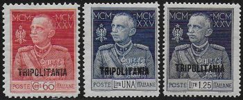 1925-26 Tripolitania Giubileo 3v. MNH Sassone n. 23/27