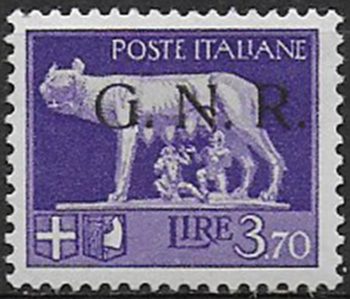1943 Repubblica Sociale Lire 3,70 G.N.R. Brescia I MNH Sassone n 484/I